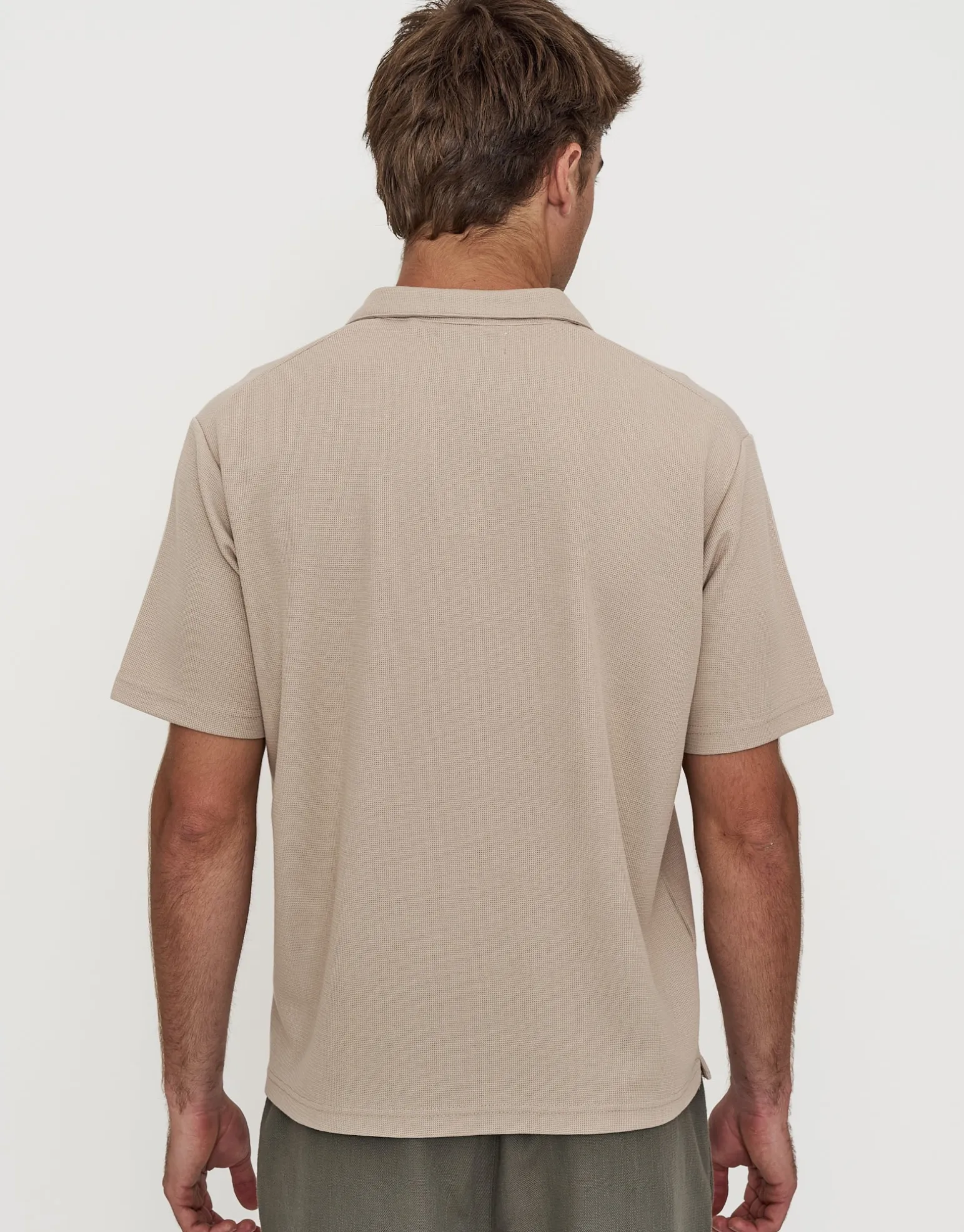 Relaxed Open Collar Polo in Ash Grey