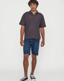 Relaxed Open Collar Polo in Ecru
