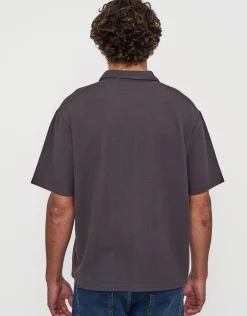 Relaxed Open Collar Polo in Ecru
