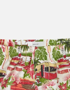 Retro Holiday Print Boxers in Off White