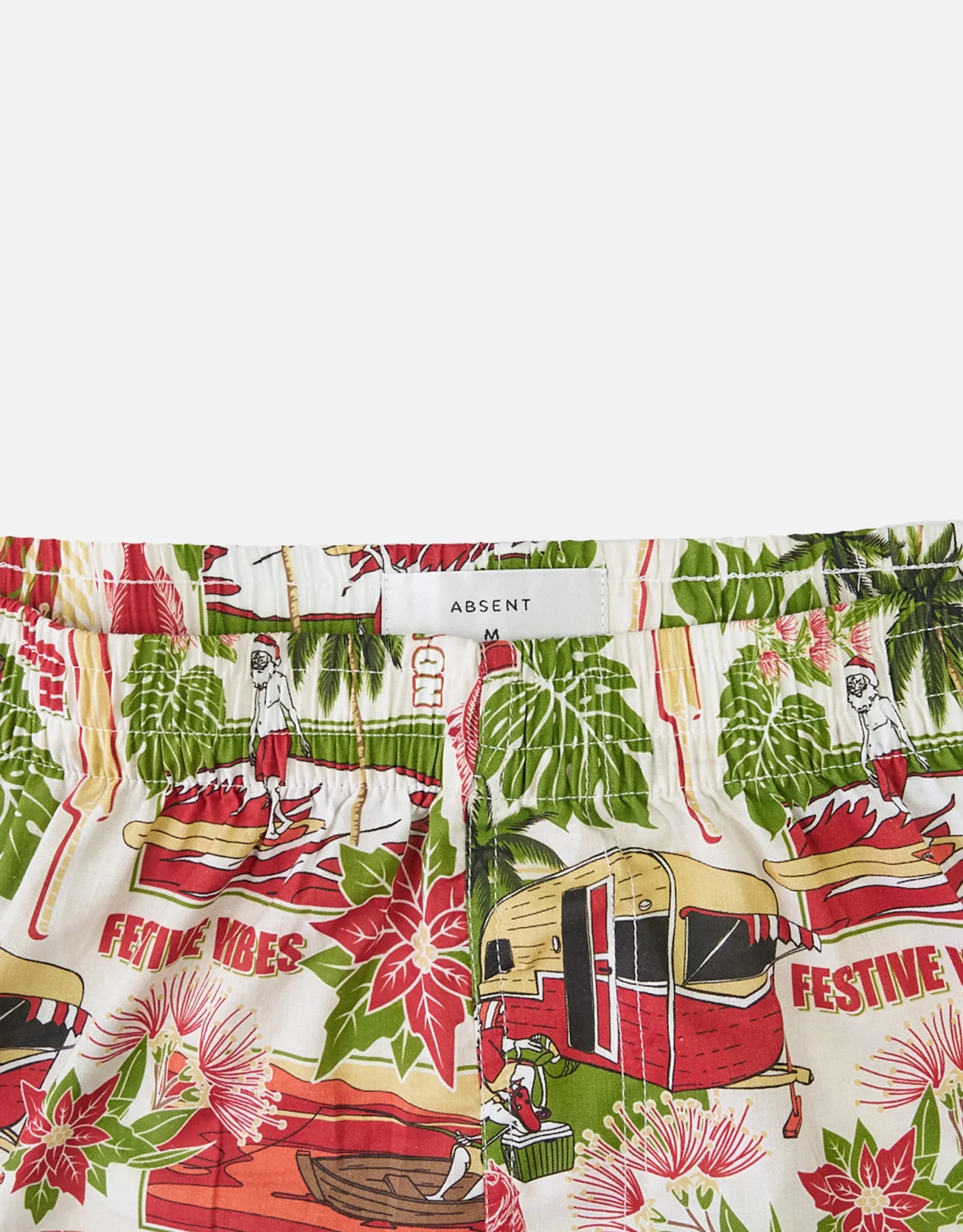Retro Holiday Print Boxers in Off White