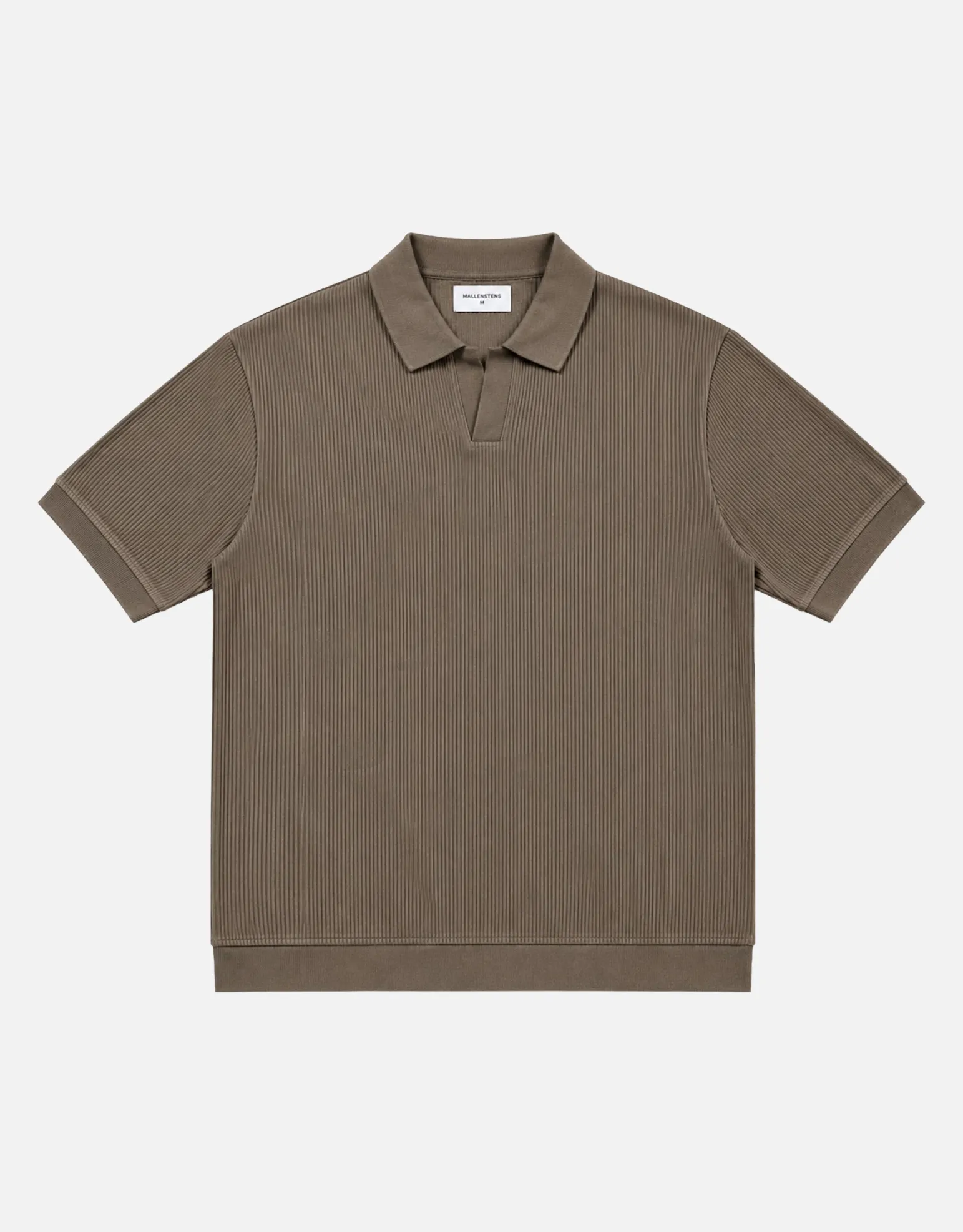 Ribbed Knit Short Sleeve Polo Shirt in Khaki