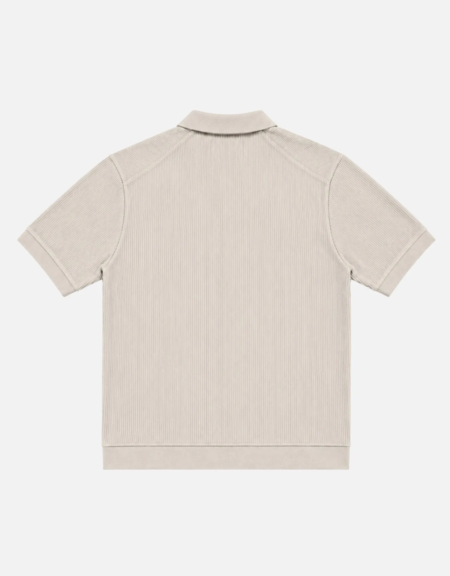 Ribbed Knit Short Sleeve Polo Shirt in Khaki