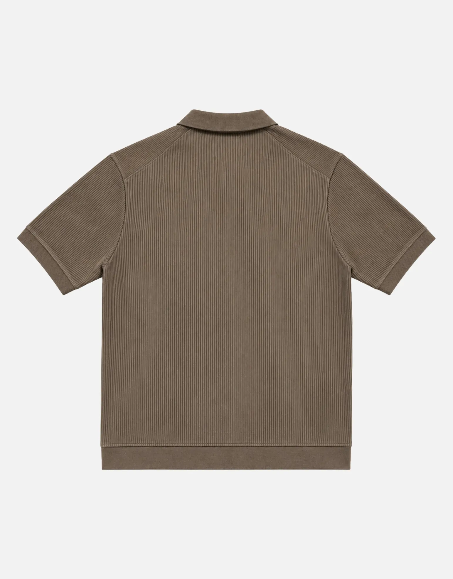 Ribbed Knit Short Sleeve Polo Shirt in Khaki