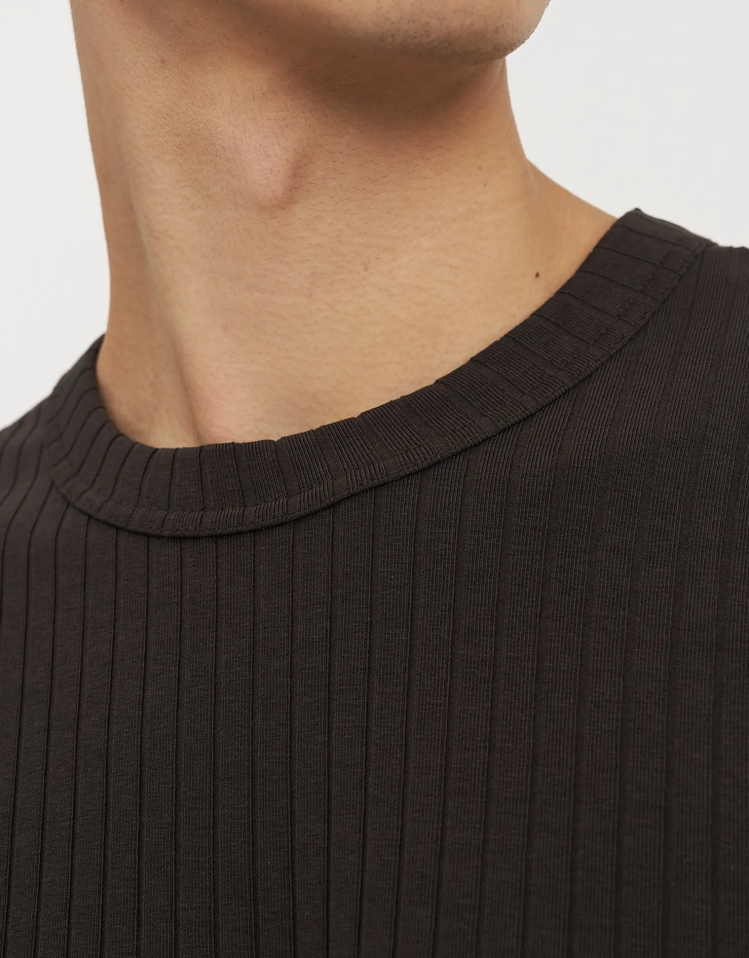 Ribbed Long Sleeve T-Shirt in Black