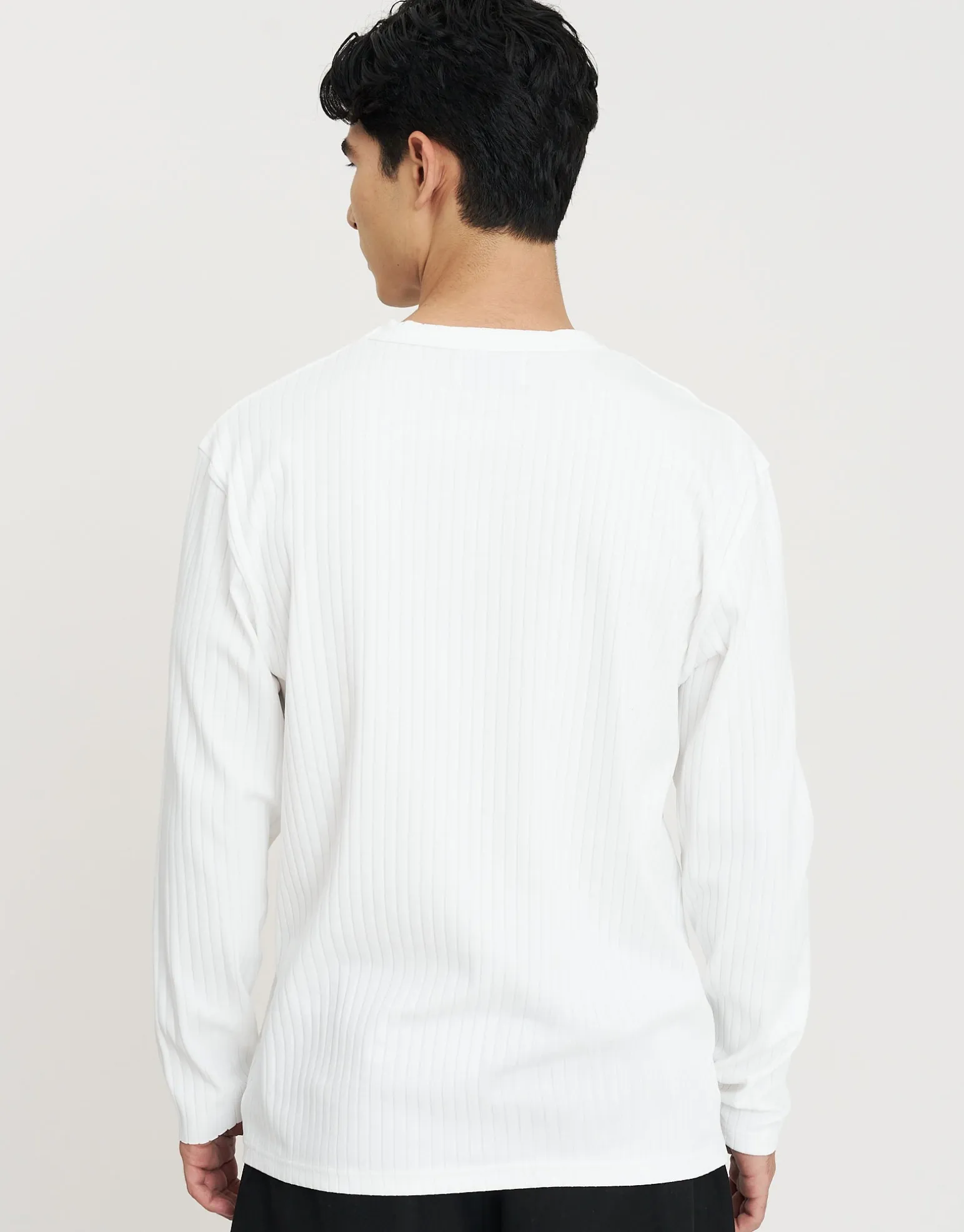 Ribbed Long Sleeve T-Shirt in Chocolate