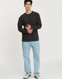 Ribbed Long Sleeve T-Shirt in Chocolate
