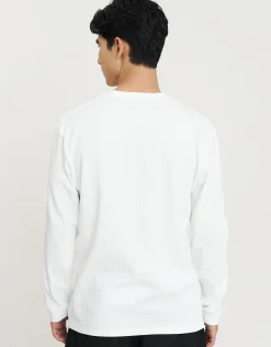 Ribbed Long Sleeve T-Shirt in Optic White