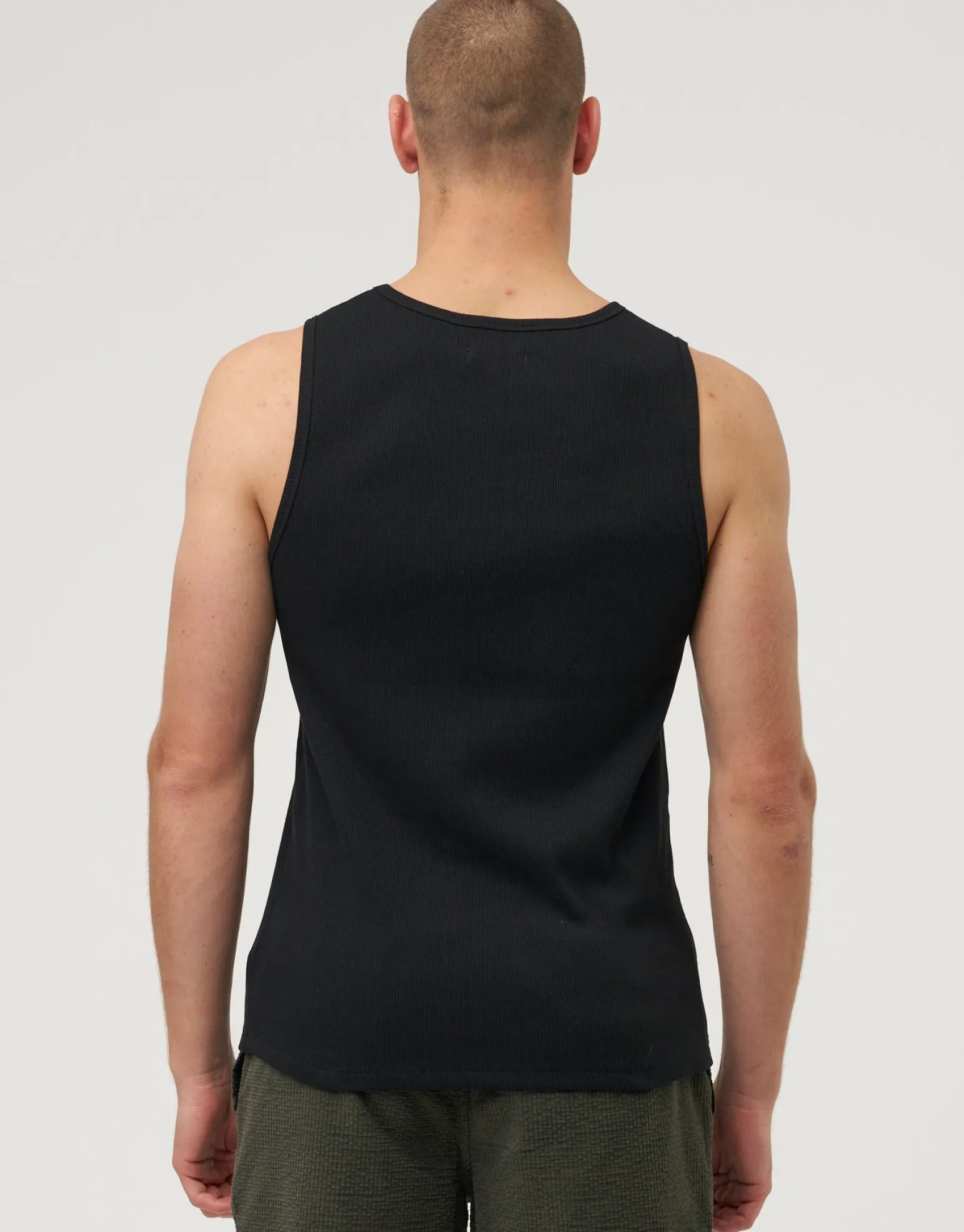 Ribbed Slim Fit Cotton Singlet in Asphalt