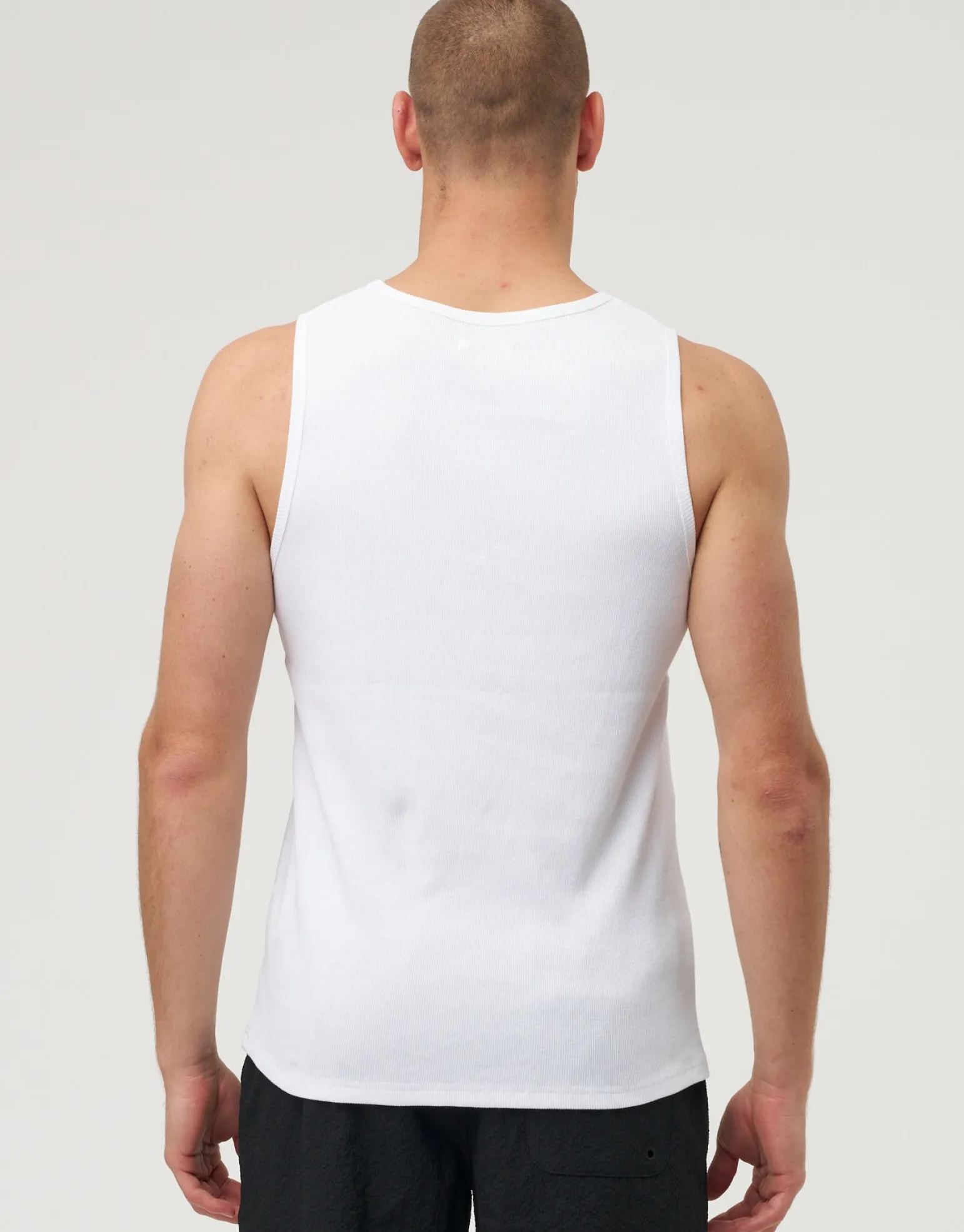 Ribbed Slim Fit Cotton Singlet in Asphalt