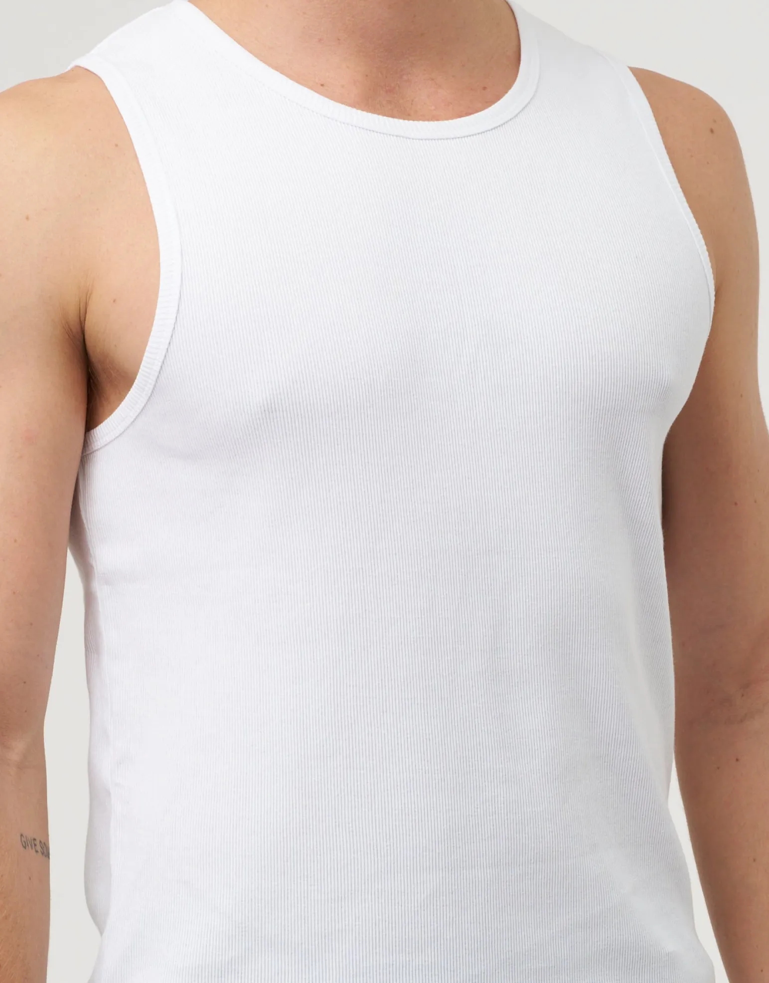 Ribbed Slim Fit Cotton Singlet in Asphalt