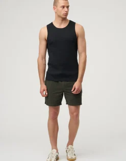 Ribbed Slim Fit Cotton Singlet in Asphalt