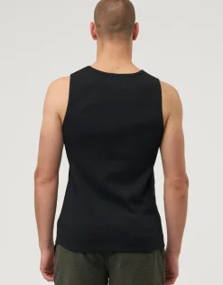 Ribbed Slim Fit Cotton Singlet in Black
