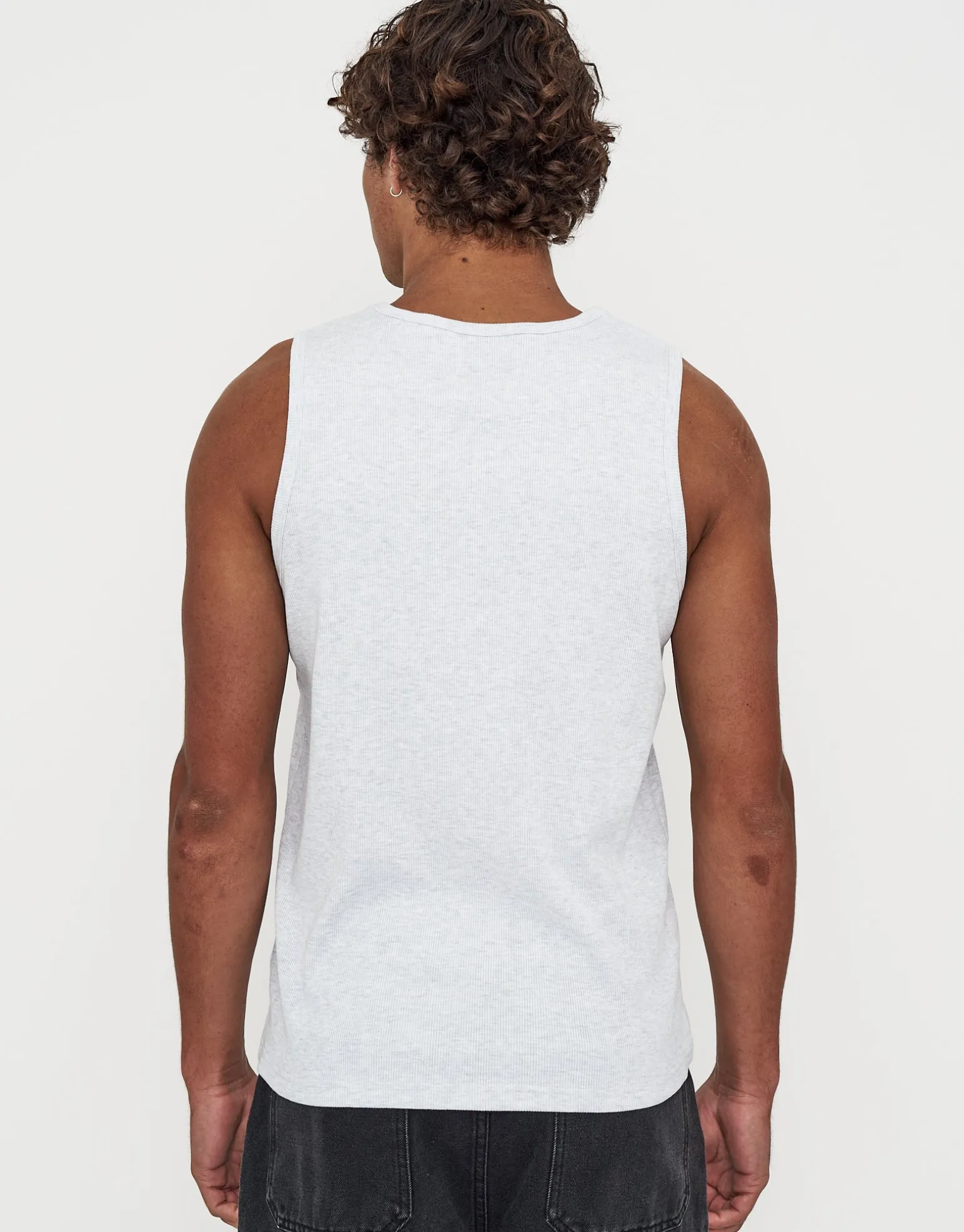 Ribbed Slim Fit Cotton Singlet in White