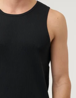 Ribbed Slim Fit Cotton Singlet in White