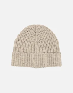 Ribbed Speckle Beanie in Stone