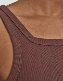 Ribbed Square Neck Singlet in Black