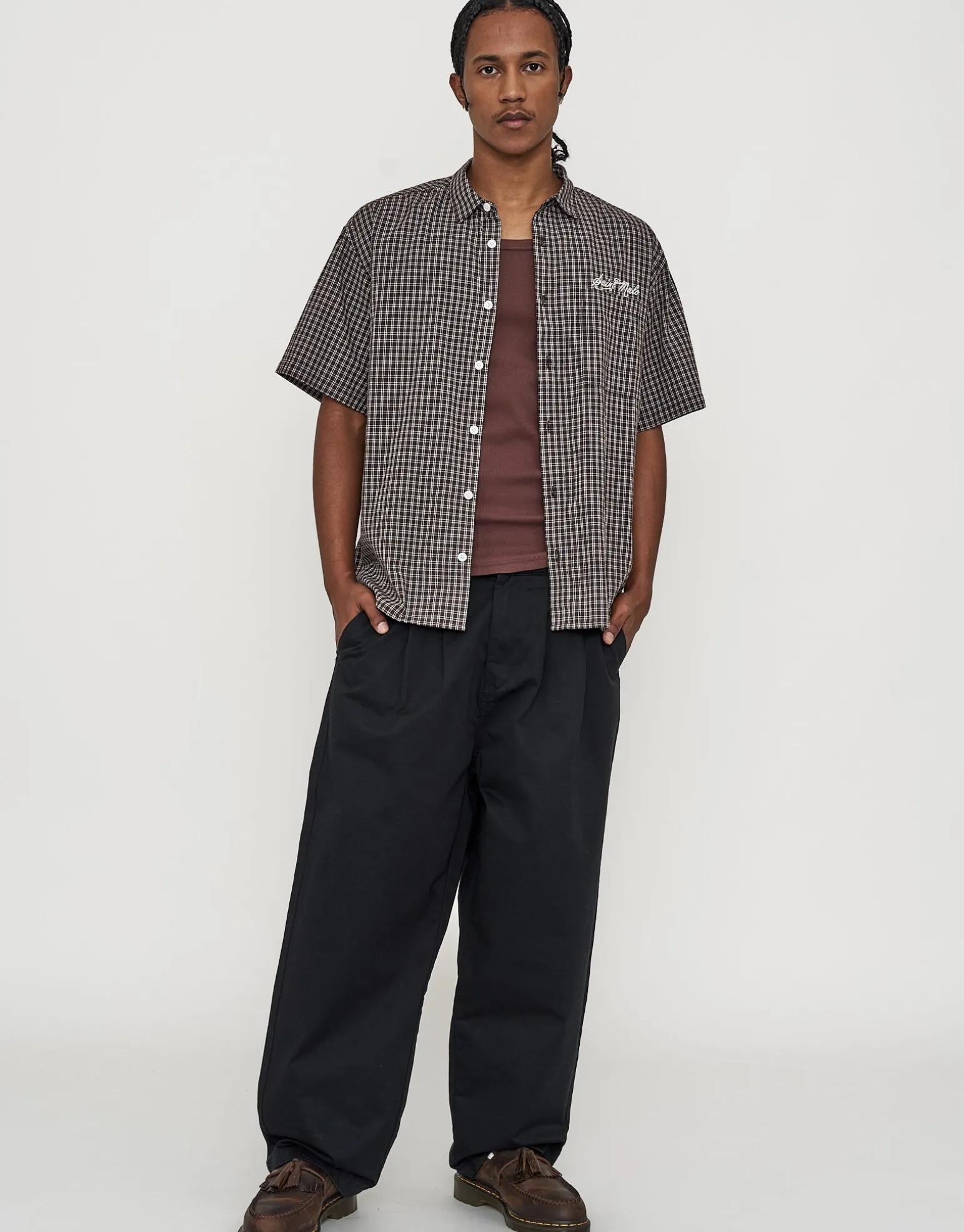 Ribbed Square Neck Singlet in Bitter Brown
