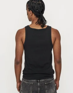 Ribbed Square Neck Singlet in Bitter Brown
