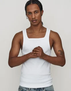 Ribbed Square Neck Singlet in Bitter Brown