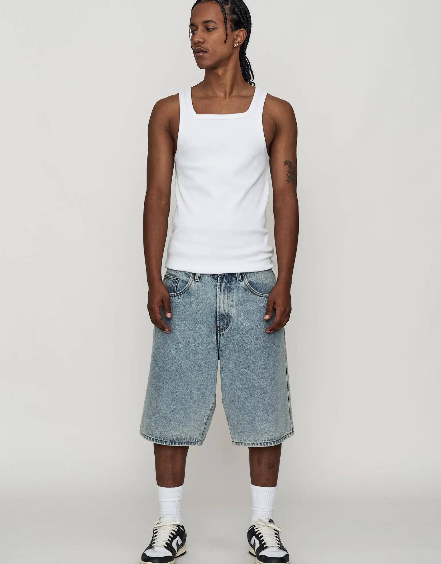 Ribbed Square Neck Singlet in Bitter Brown
