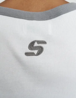 Ribbed Synth Singlet in Blanc
