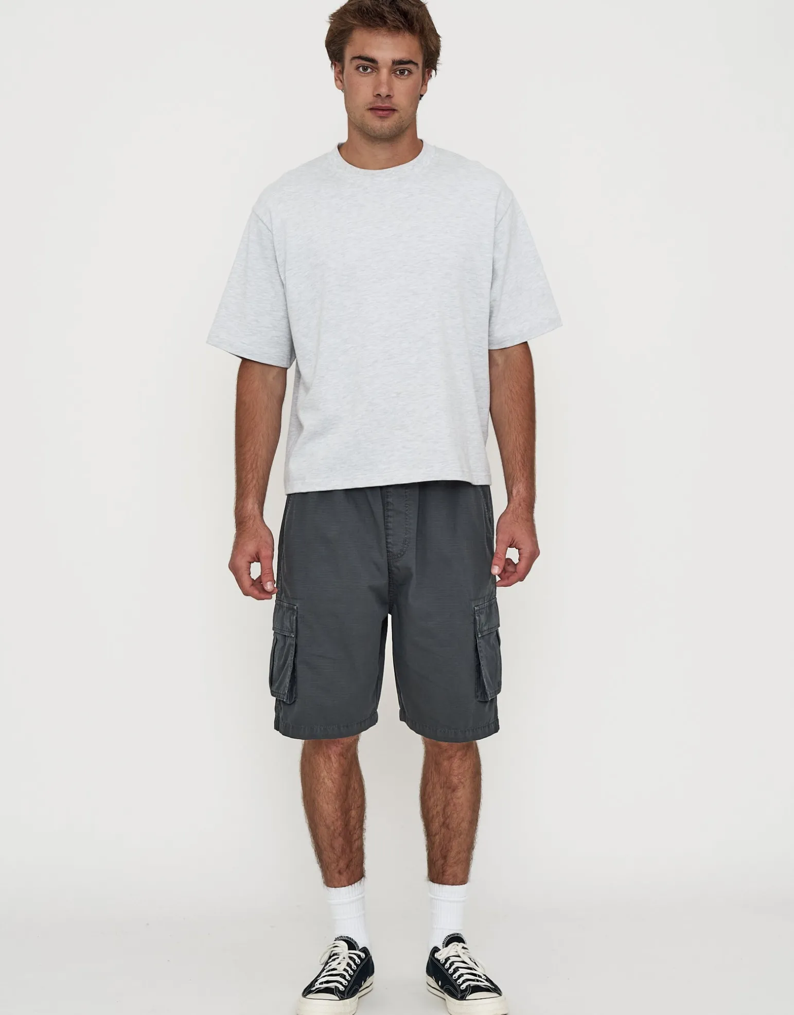 Ripstop Relaxed Cargo Shorts in Charcoal