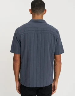 Saber Texture Short Sleeve Shirt in Shadow Blue