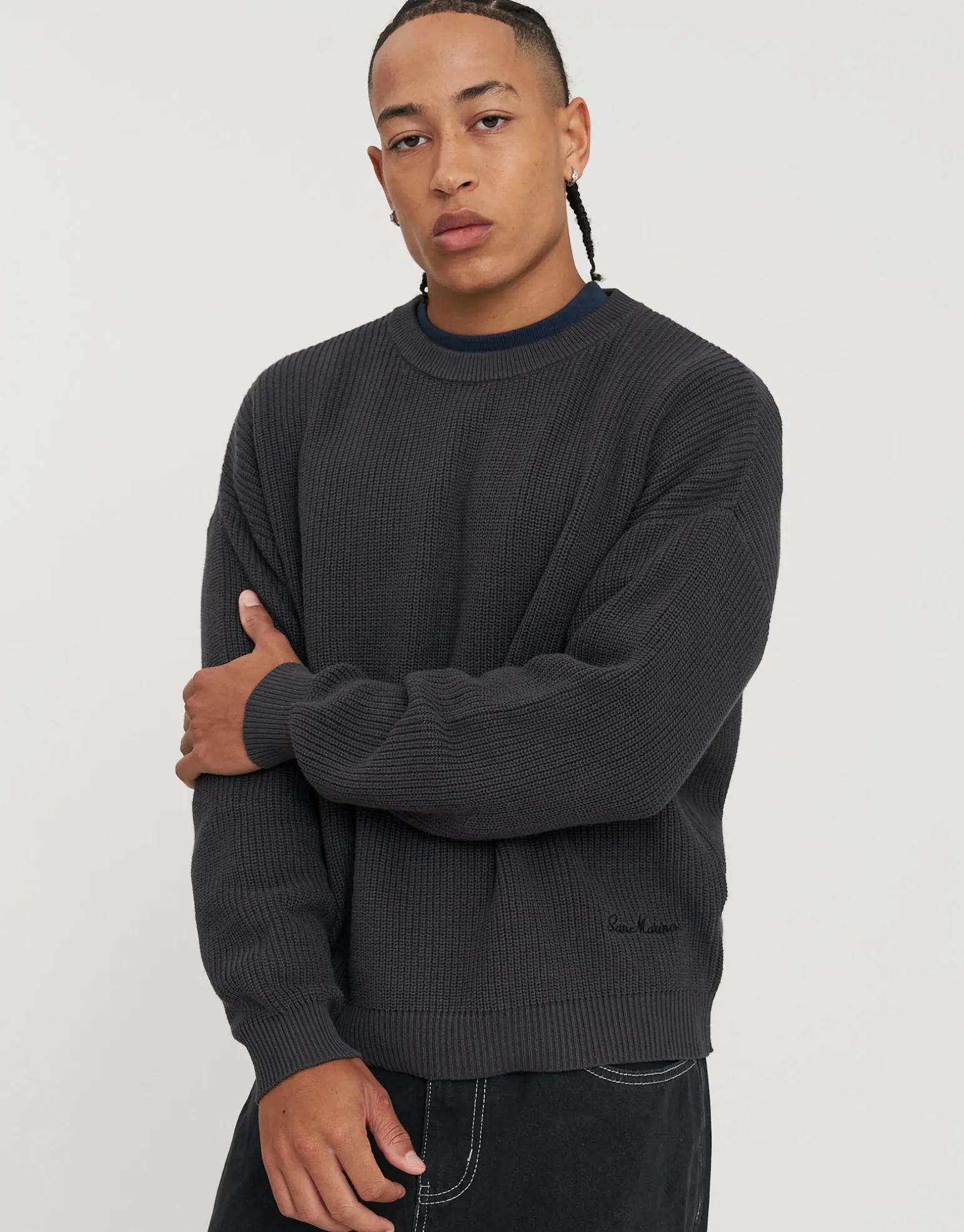 San Marino Oversized Cable Knit in Asphalt