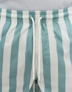 San Sebastian Striped Swim Shorts in Mint/offwhite
