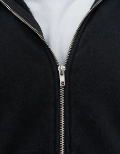 Script Oversized Cropped Zip Up Hoodie in Washed Black