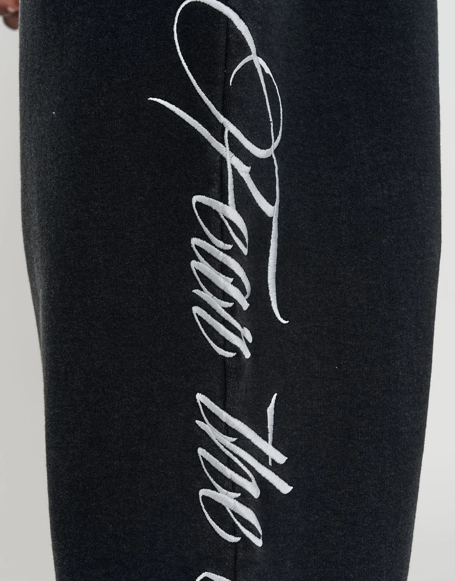 Script Wide Leg Track Pants in Washed Black