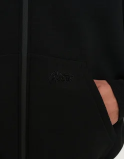 Scuba Deboss Zip Up Hoodie in Black