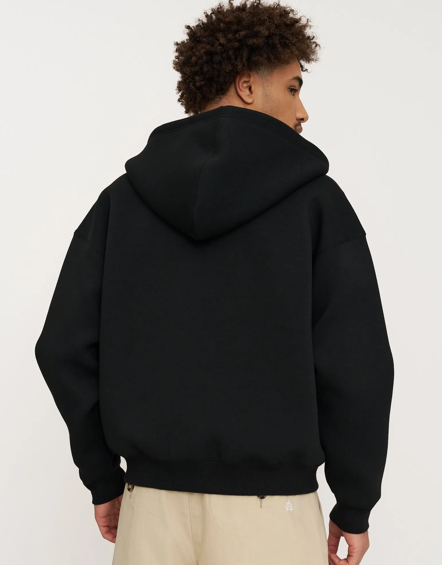 Scuba Deboss Zip Up Hoodie in Black
