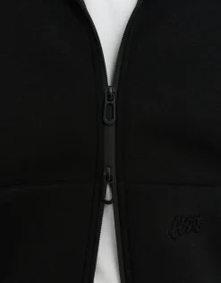 Scuba Deboss Zip Up Hoodie in Black