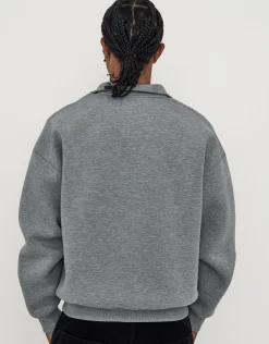 Scuba Oversized Cropped Zip Up Sweat in Black