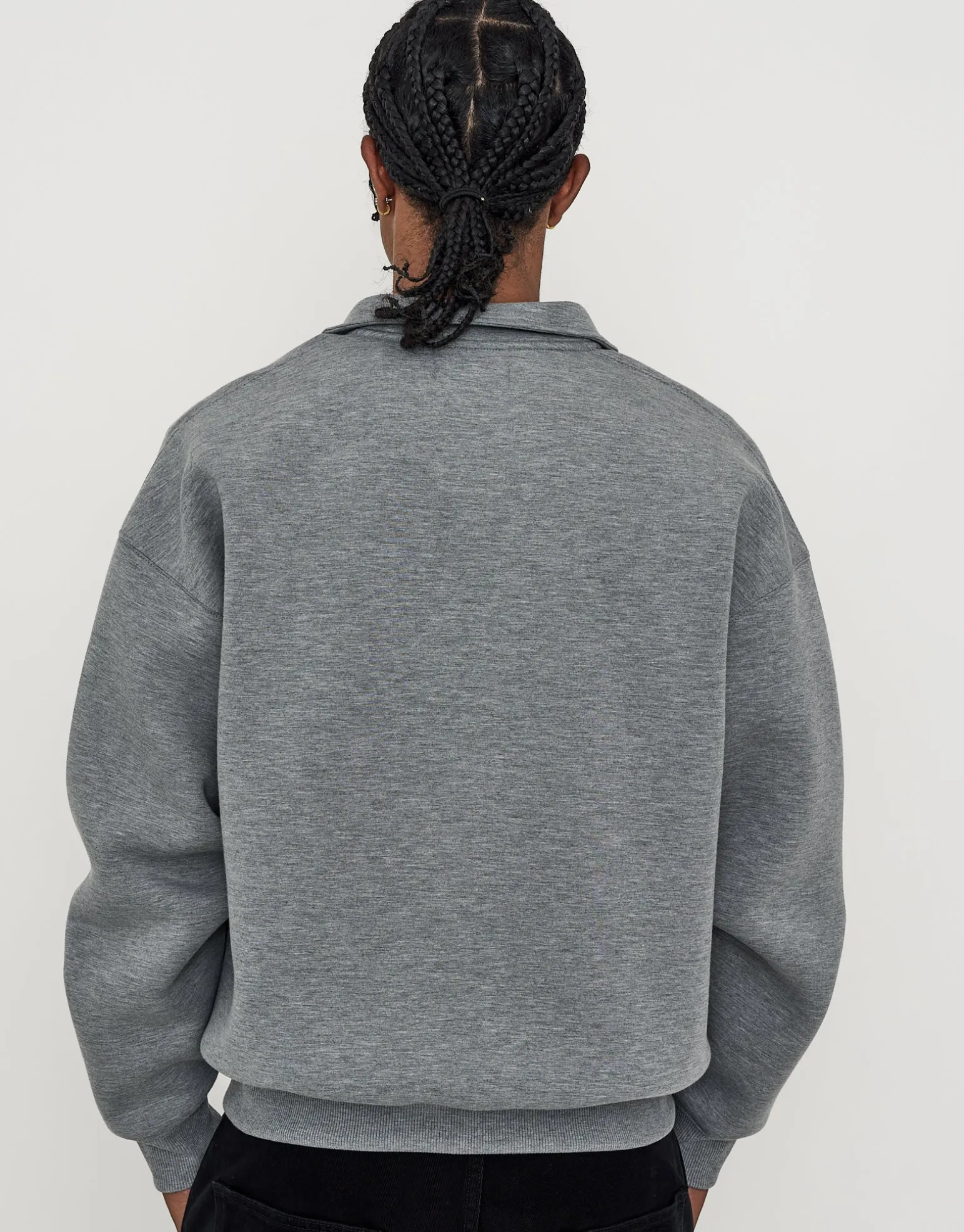 Scuba Oversized Cropped Zip Up Sweat in Black