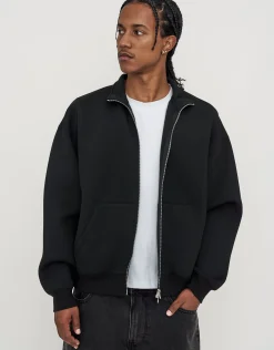 Scuba Oversized Cropped Zip Up Sweat in Black