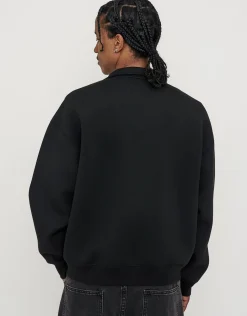 Scuba Oversized Cropped Zip Up Sweat in Black