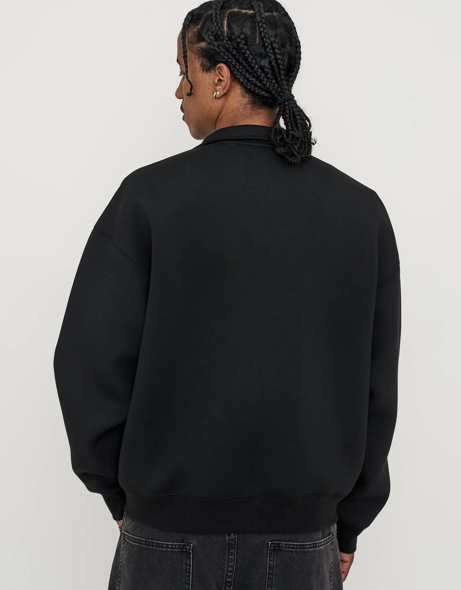 Scuba Oversized Cropped Zip Up Sweat in Black