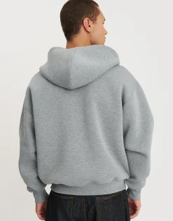 Scuba Oversized Cropped Zip Up Hoodie in Black