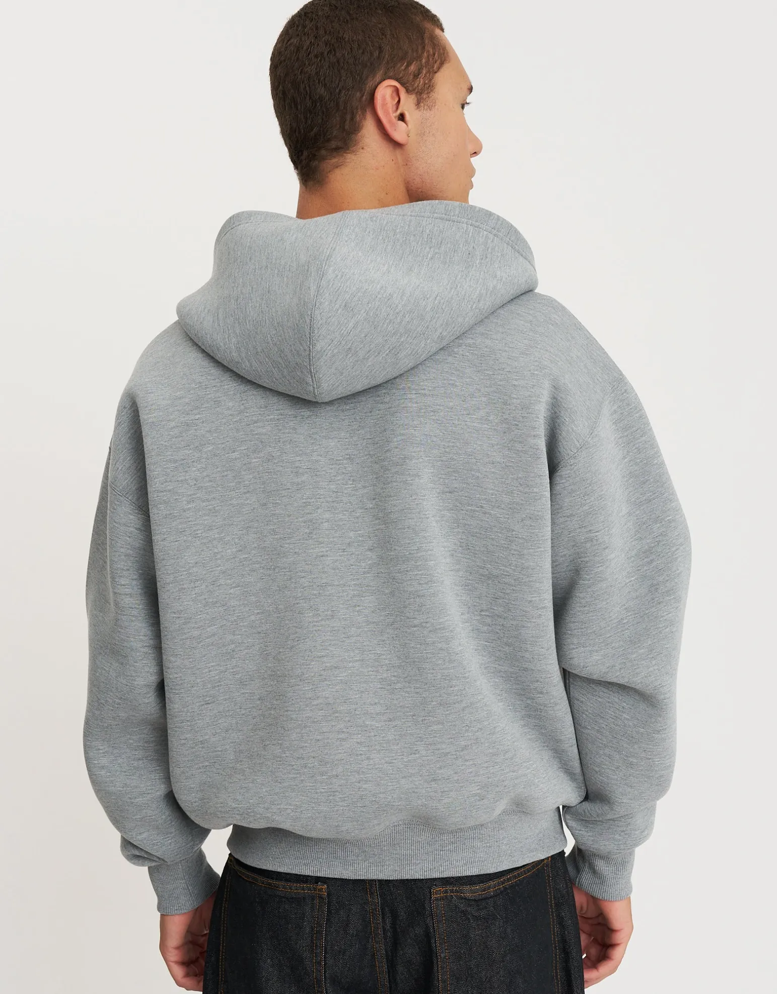 Scuba Oversized Cropped Zip Up Hoodie in Black