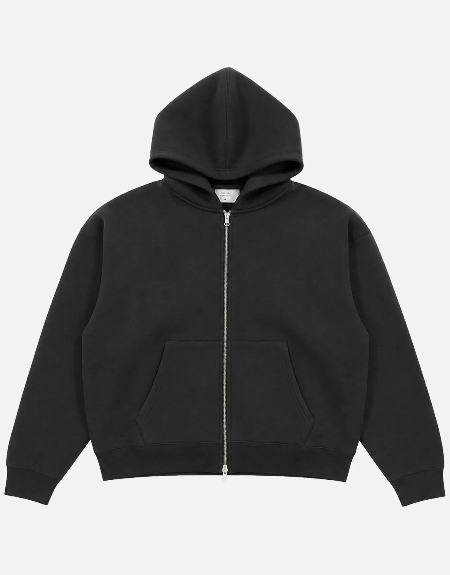 Scuba Oversized Cropped Zip Up Hoodie in Black