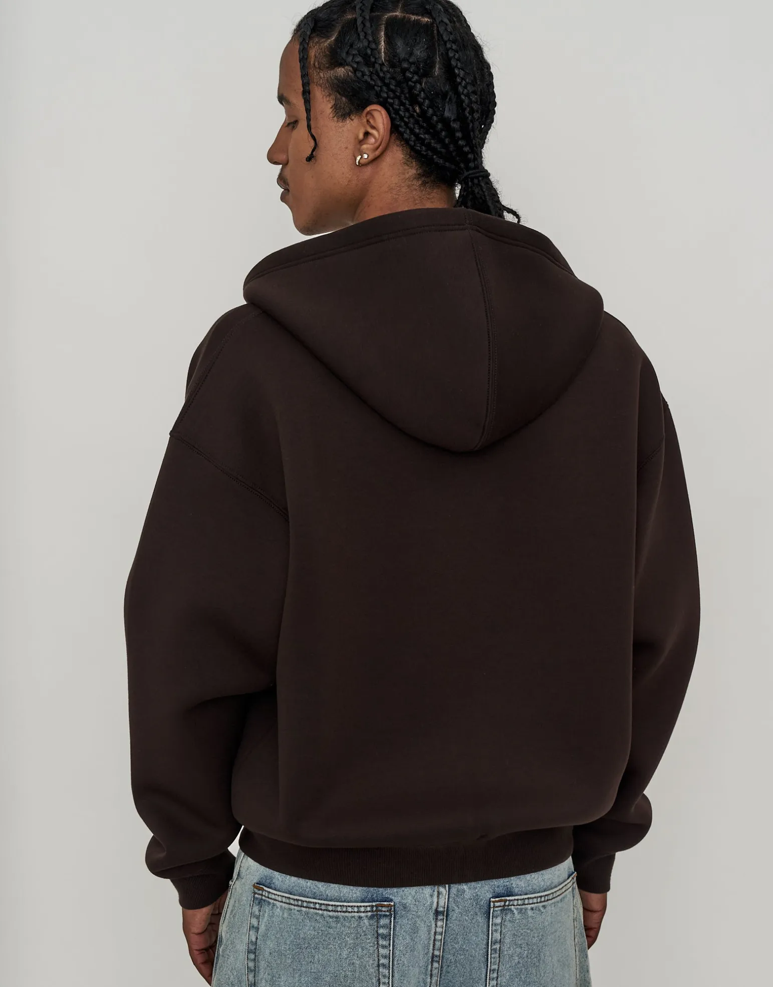 Scuba Oversized Cropped Zip Up Hoodie in Black