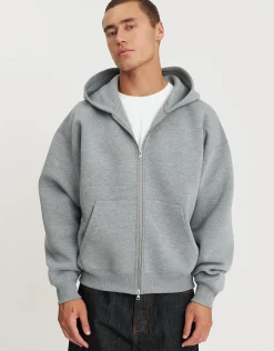 Scuba Oversized Cropped Zip Up Hoodie in Black