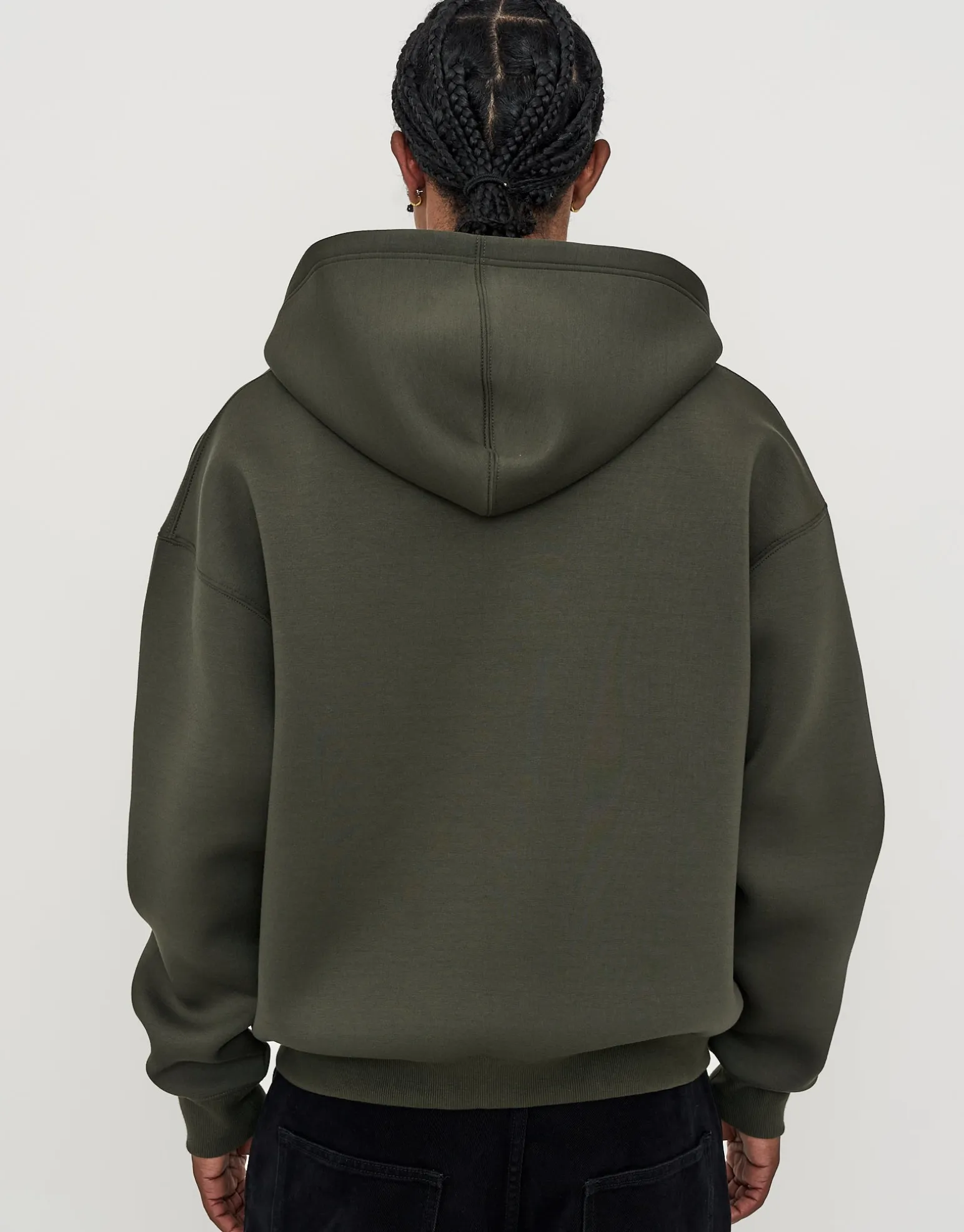 Scuba Oversized Cropped Zip Up Hoodie in Black