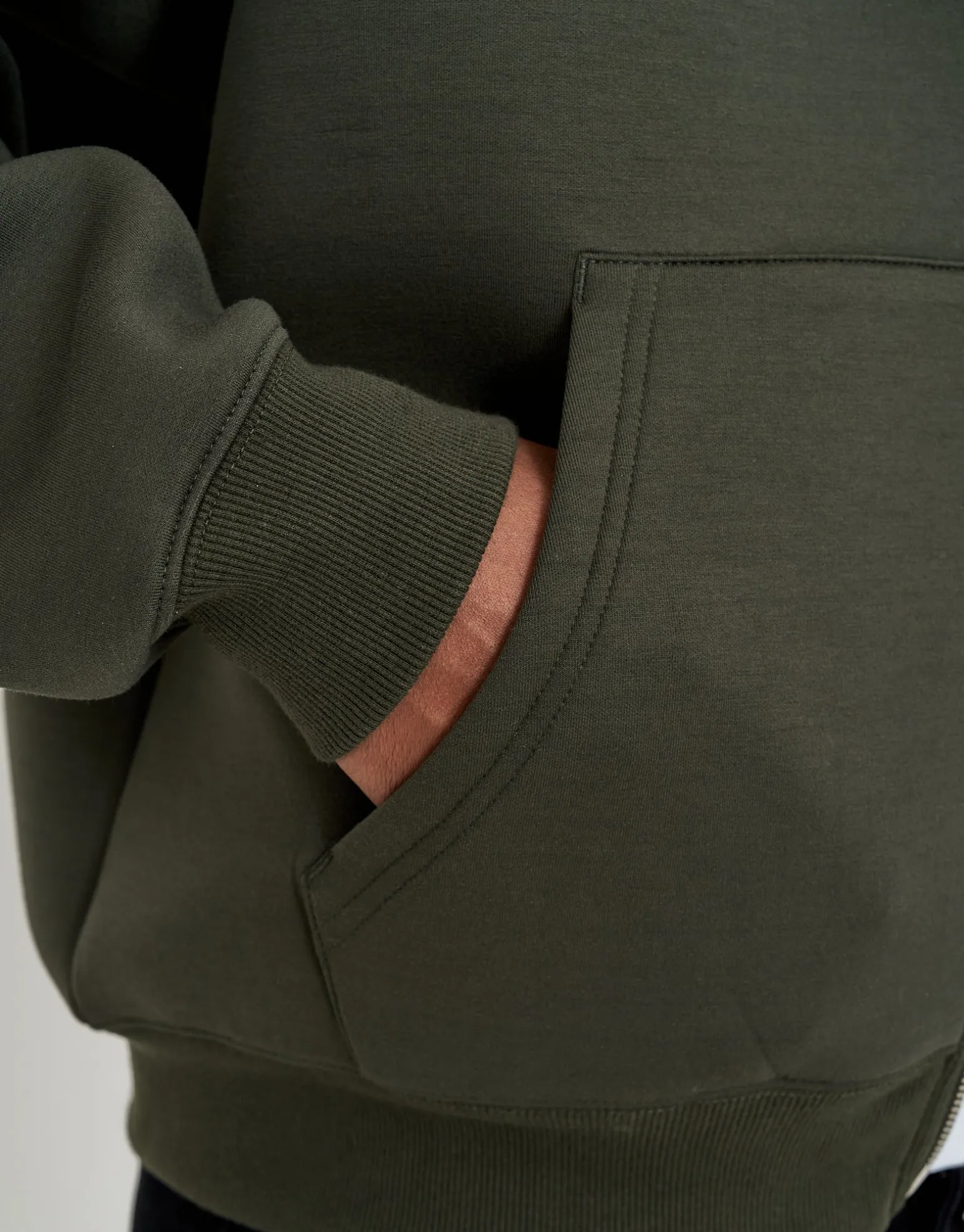 Scuba Oversized Cropped Zip Up Hoodie in Black