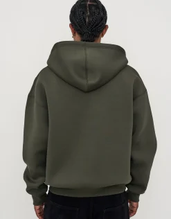 Scuba Oversized Cropped Zip Up Hoodie in Grey Marle