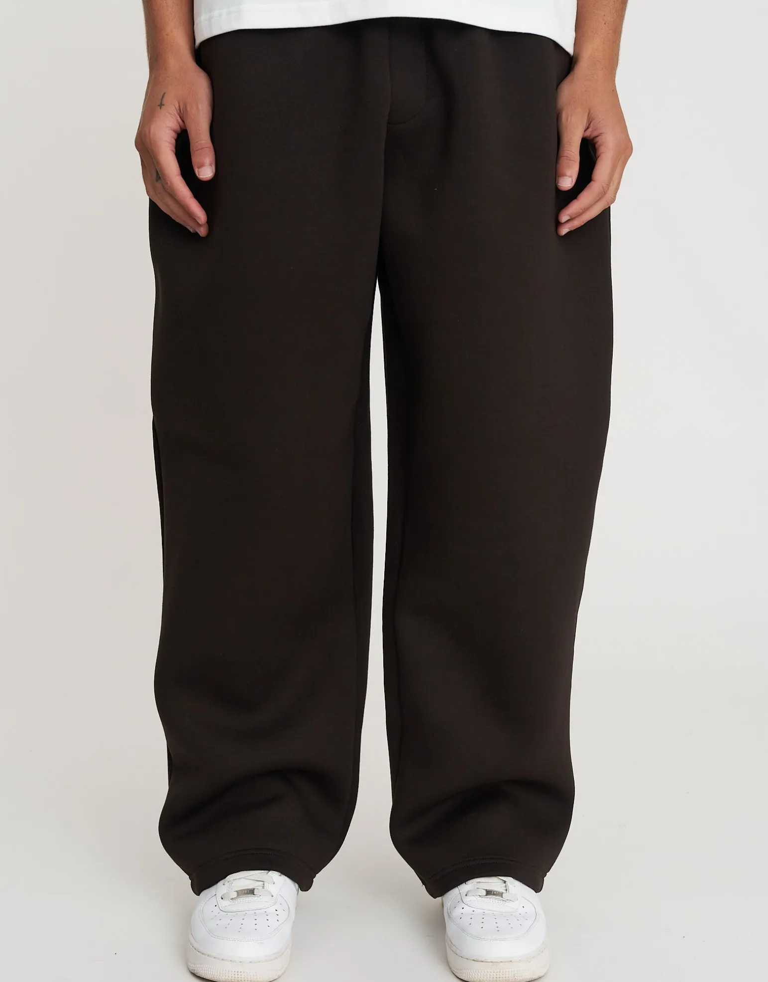 Scuba Wide Leg Track Pants in Brown