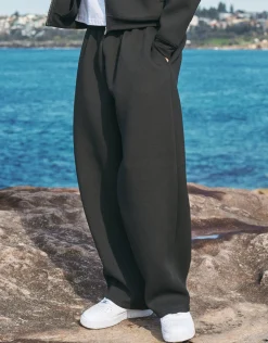 Scuba Wide Leg Track Pants in Grey Marl